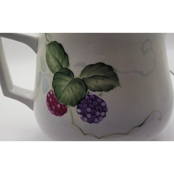 Vintage Lemonade Pitcher Hand Painted with Purple and Pink Raspberry Design - Picture 4 of 16